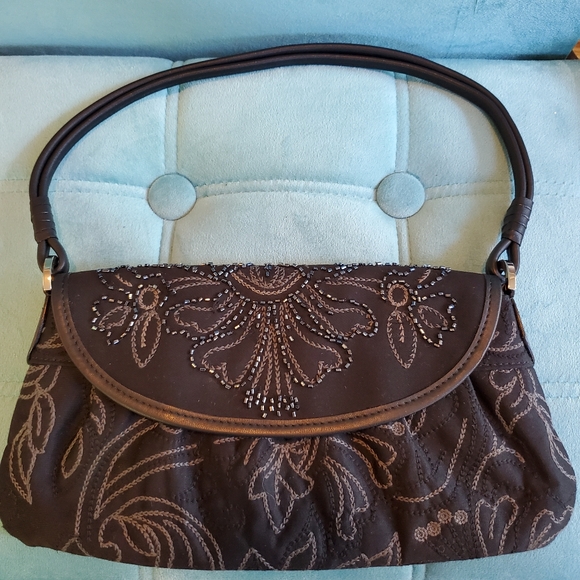 Talbots Vintage Black Floral Embroidered Shoulder Bag - Picture 1 of 13
